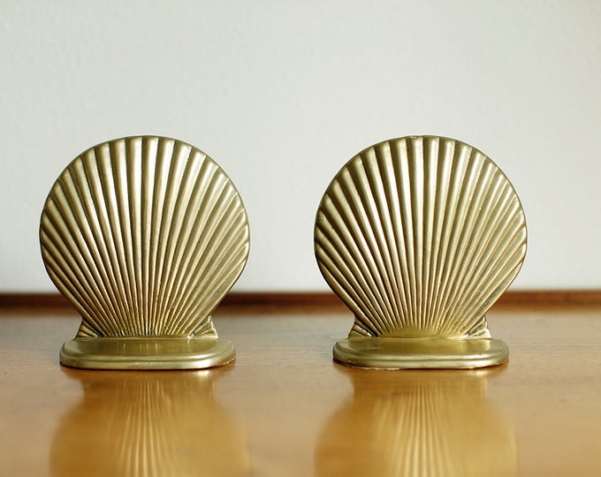 Fabulous Brass Shell Bookends Pair Etsy