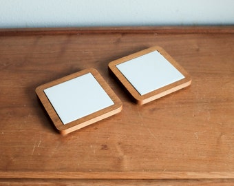 Tile and Wood Trivets or Coasters Made in Japan - set of 2