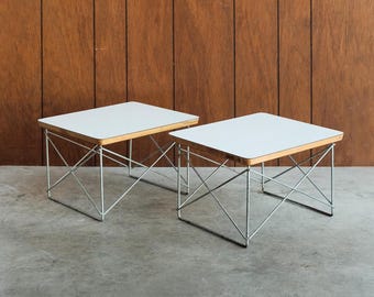 Vintage Herman Miller Eames LTR Wire Mesh Tables - Original Pair, Mid Century