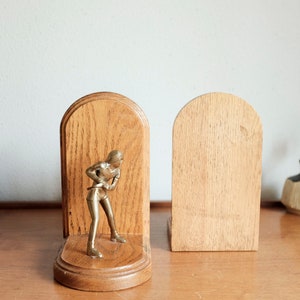 Brass and Wood Tennis Picture frame Bookends image 3