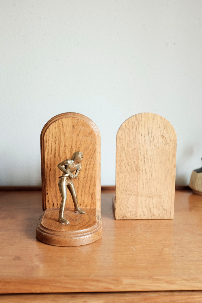 Brass and Wood Tennis Picture frame Bookends image 3