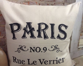 Paris Throw Pillow/Decorative Pillow/Paris Pillow/Cottage Chic/Nola Theme Pillow/Housewarming Gift/French Decor/Birthday Gift/18X18 Pillow