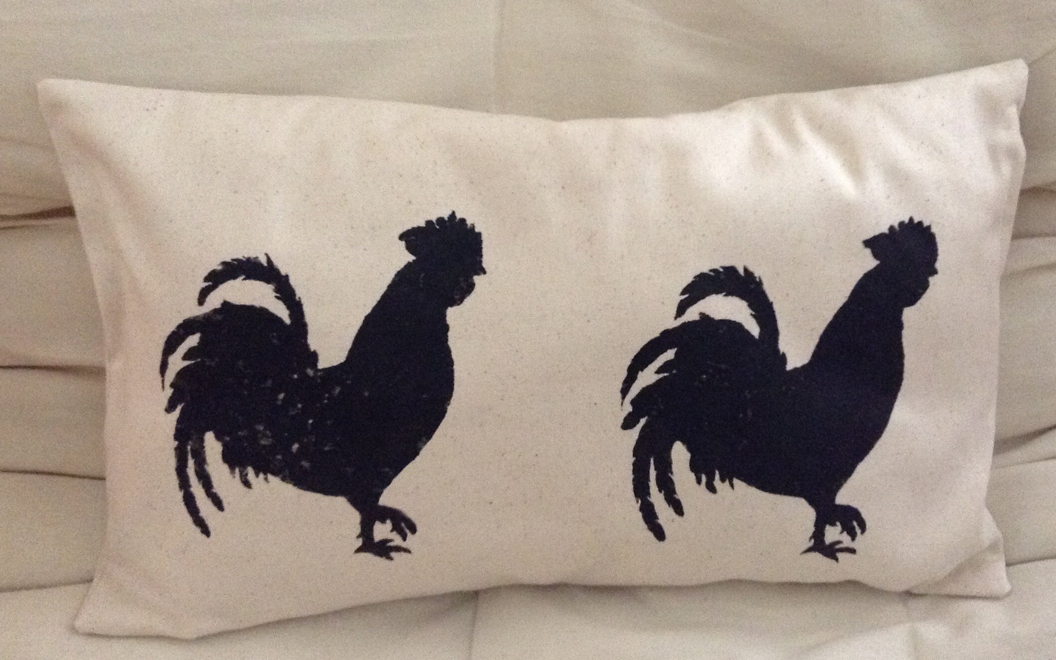 Hand Painted Rooster Pillow