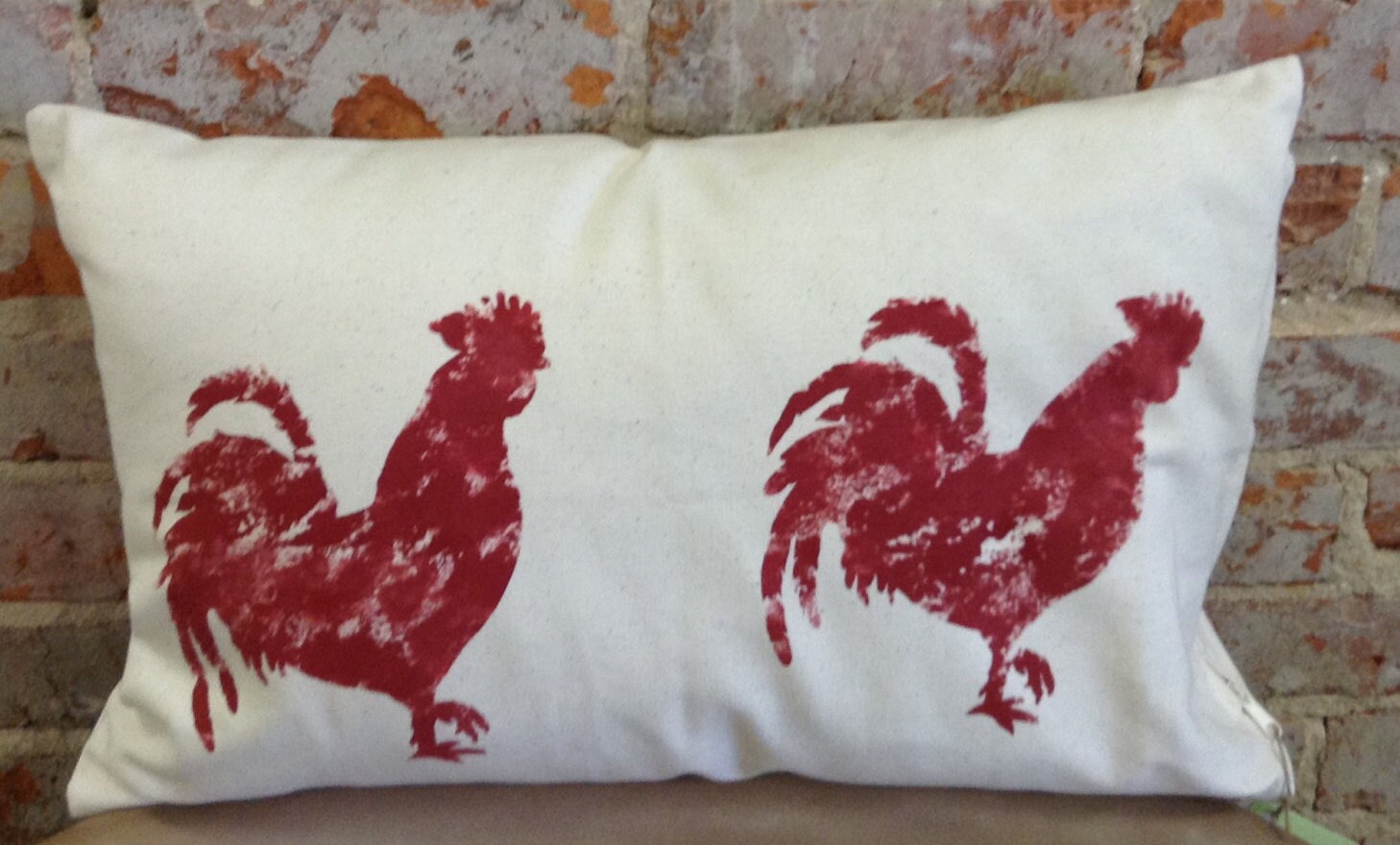 Hand Painted Rooster Pillow