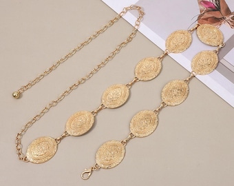 Ceinture chaîne médaillon argent/or – Bijoux de taille pour robes et événements formels
