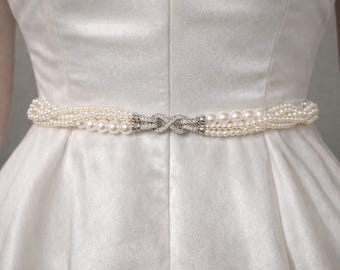 Ceinture tressée en perles infinies de taille personnalisée : accessoire de taille pour la mariée et les tenues de soirée