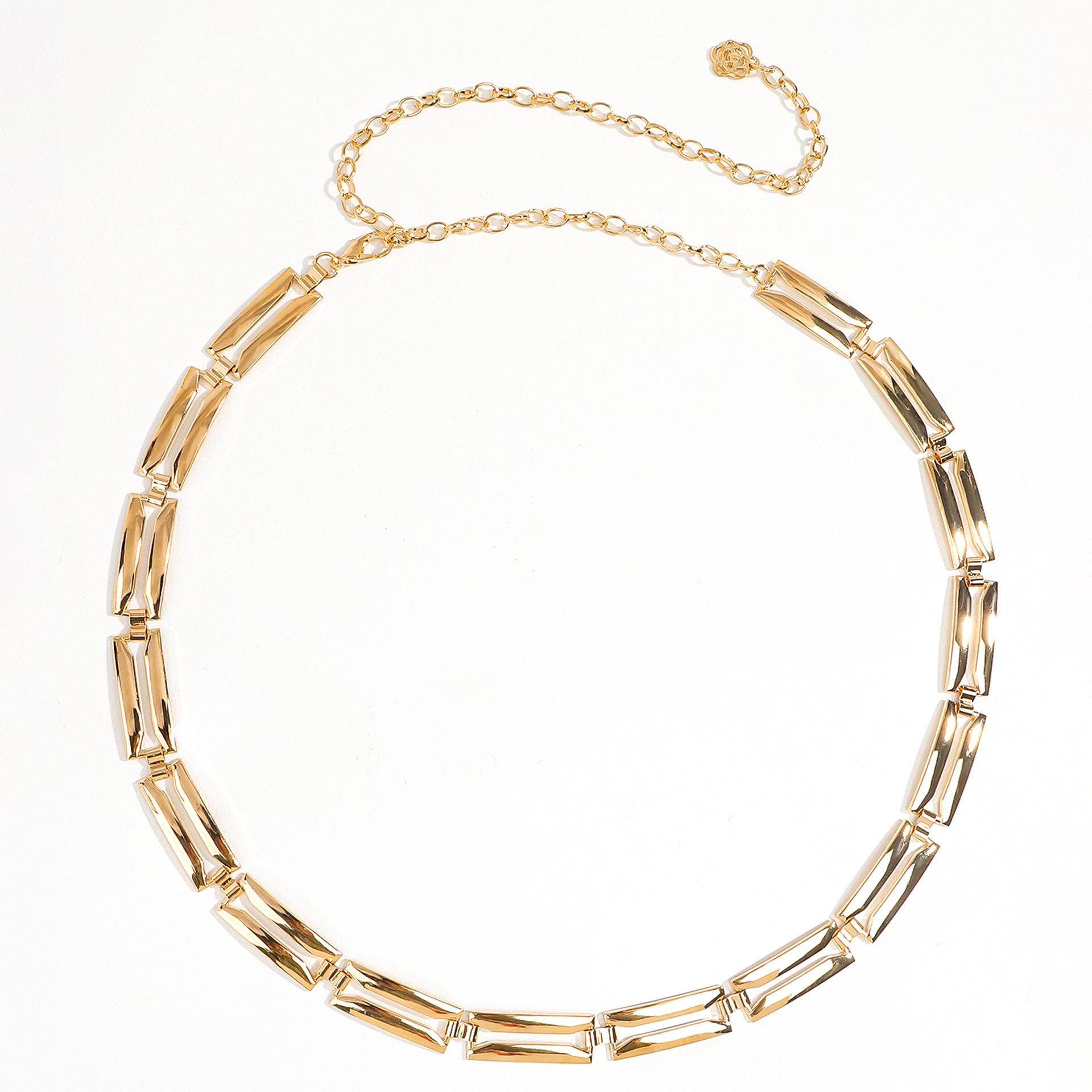Gold / Silver Waist Chain Belt – Modern Rectangular Jewelry 