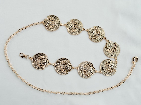 Boho Moon & Star Chain Belt: Celestial Waist Jewelry - Etsy