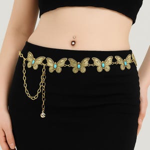 Vintage Gold‎ Tone Butterfly Belt Stretch Chain 25–30\