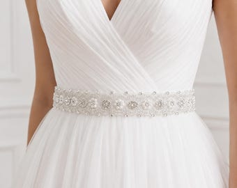 Ceinture pour robe de mariée en strass fait main : ruban de satin nuptiale