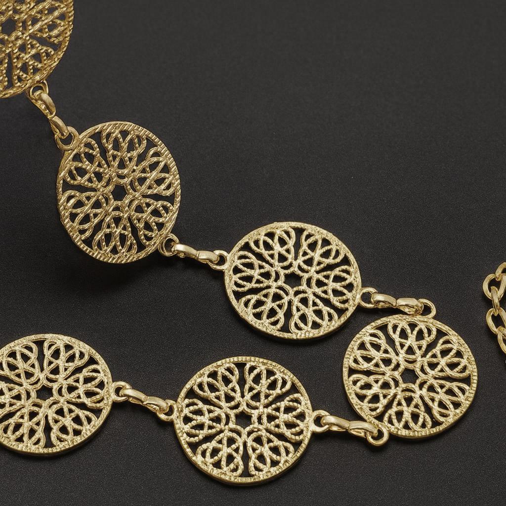 Golden/silver Filigree Medallion Waist Chain Belt - 44  display picture 3