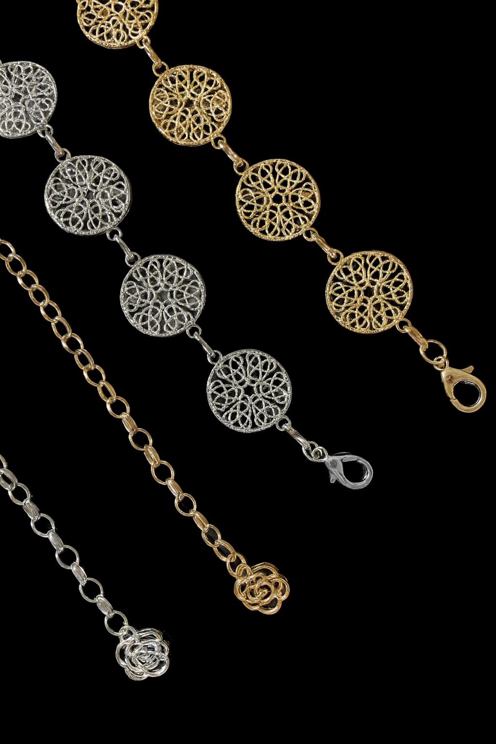 Gold Tone Filigree Charm & Crystal Drop Statement Waist Chain Belt NEW! Ariana Medallion Charm Chain Belt in gold | Ramy Brook main image 3