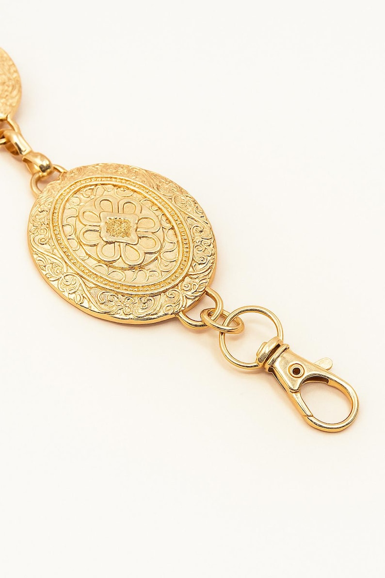 Cintura con catena e medaglione in argento/oro – Gioielli da indossare in vita per abiti ed eventi formali immagine 7