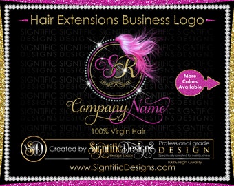 Hair Extensions Business Logo Glitter Bling Logo Rose Gold Etsy