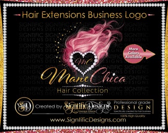 Hair Extensions Logo, Hair Business Brand, Hair Bundle Logo, Diamond Heart Logo, Bling Diamond Logo, Glitter Hair Logo, Hair Packaging Logo