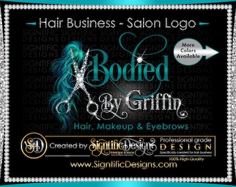 Hair Salon Logo Design, Salon Business Branding, Beautician/Shimmer Logo, Hair Stylist/Dresser Logo, Diamond Scissors/Hair Extension Logo
