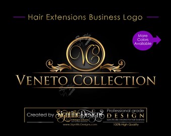 Hair Extensions Logo, Hair Collection Logo, Hair Business Logo, Gold Logo, Vintage Logo, Hair Packaging Logo, Ornament Logo, Hair Branding