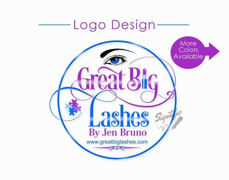 Custom Logo Design, Eyelash Salon Logo, Makeup Logo, Makeup Artistry Logo, Round Logo Design, Lashes Logo, Beauty Salon Logo, Circular Logo image 1