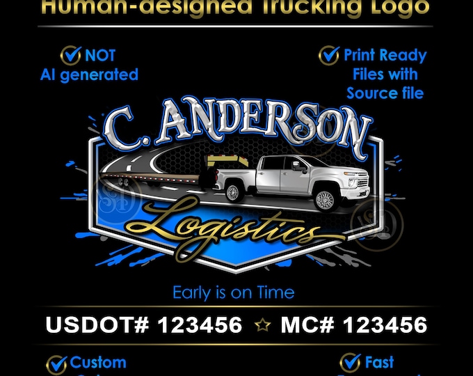 Hotshot Trucking Logo, Personalized Truck Logo, Trucking Logo, Transport Logo, Dispatching Logo, Transportation Logo, Truck Door Logo Gift