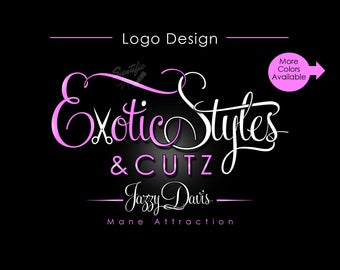 Custom Hair Salon Logo, Hair Logo Design, Scissors Logo, Small Business Logo, Swirly Logo, Pink White Logo, Hair Business Logo, Website Logo