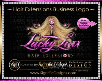 Hair Extensions Logo, Glitter Hair logo, Hair Bundle Logo, Bling Hair Logo, Flying Hair Logo, Wild Hair Logo, Packaging Logo, Hair Branding
