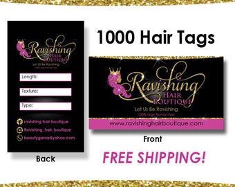 1000 Hair Tags, Hair Extension Cards, Hair Hang Tags, Virgin Hair Tags