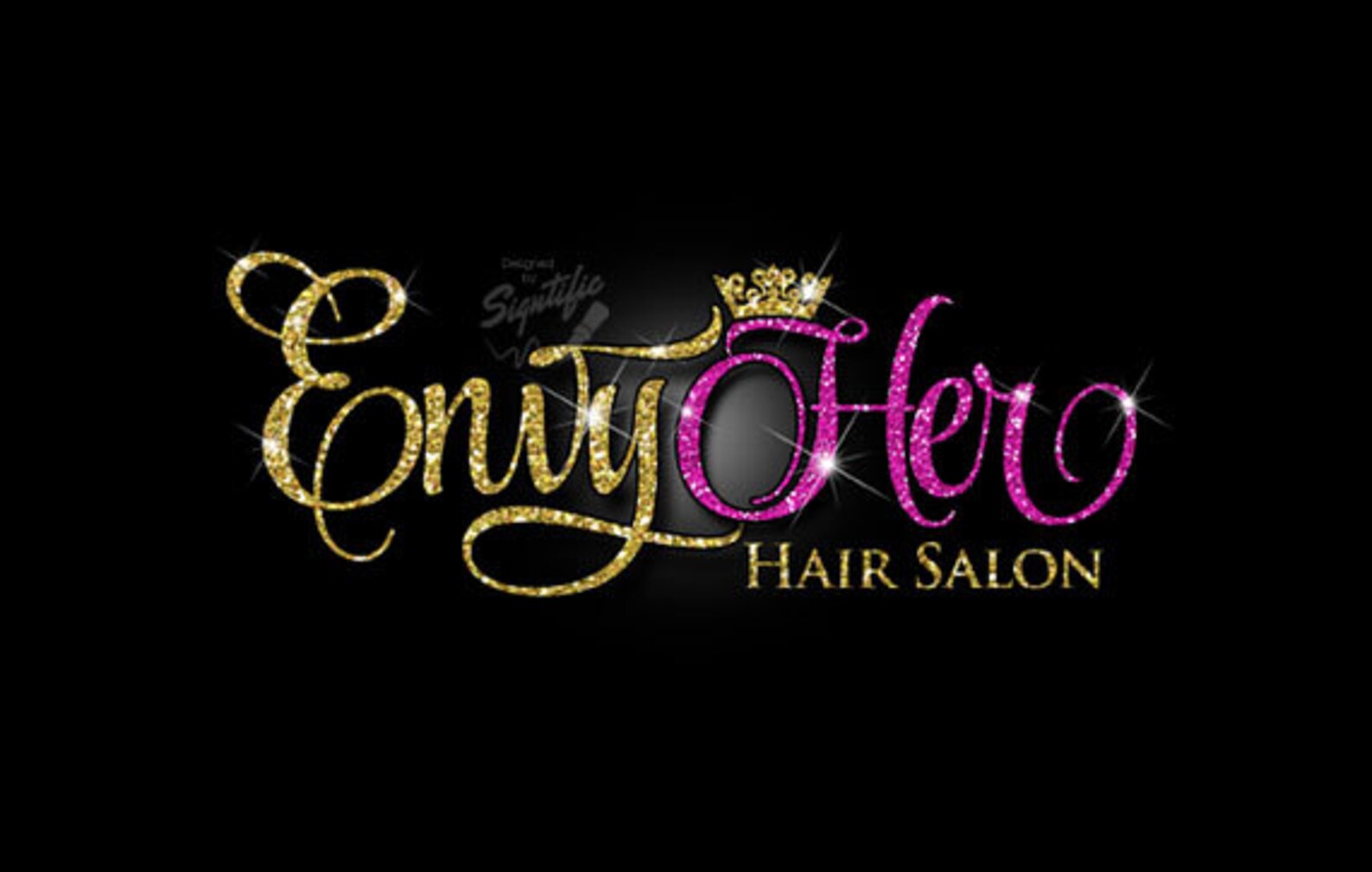 Glitter Bling Hair Salon Logo, Custom Hair Salon Glitter Gold and
