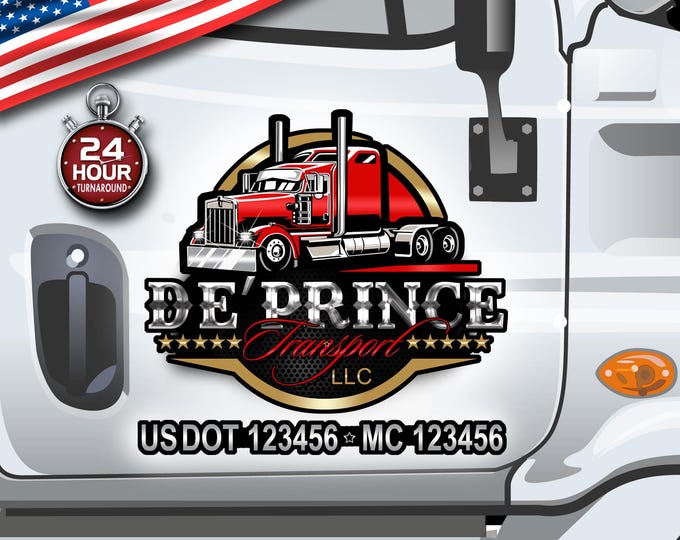 Trucking Logo Design | Semi Truck Branding with Door Decals, Magnets & Business Cards Add‑On Options | 24 Hour Turnaround