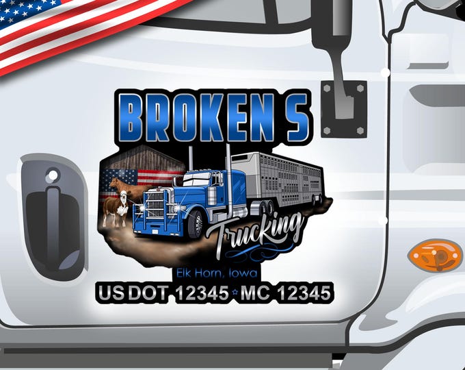Print Only Truck Door Decals | Up to 22 Inch Durable Outdoor Vinyl Stickers | Your Logo Digital Printed & Shipped | Semi Truck Decals