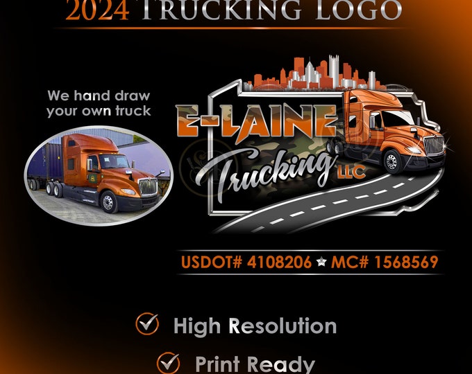 Customizable State Trucking Logo | Pennsylvania Truck Logo | Transportation Brand Logo | Door Decal Stickers and Business Cards | Truck Gift