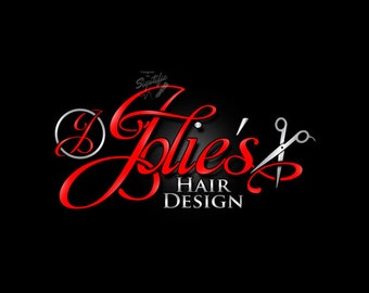 Hair Salon Logo with Scissors, Beauty Salon Logo, Hair Stylist Logo, Graphic Logo Design, Salon Sign Logo Design, Logo Design in Any Colors