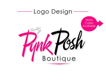 Custom logo design, pink and black boutique logo, logo for business card, clothing line closet logo, fashion text logo design, business logo