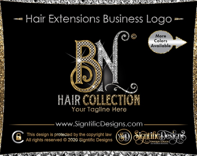 Bling Initials Logo, Diamond Hair Logo, Hair Extensions Logo, Bling Diamond Logo, Hair Business Logo, Wig Logo, Logo Hair, Bundle Branding