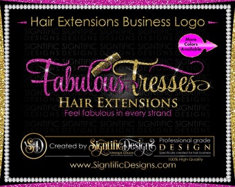 Hair Extensions Logo, Hair Logo Design, Logo Rebrand, Hair Business Logo, Wig Logo, Comb Logo, Scissors Logo, Hair Branding, Glitter Logo