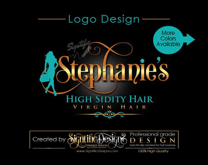 Hair Tag Logo, Virgin Hair logo design, Hair Extensions Logo, Hair Business Logo, Hang Tag Logo Design, Logo with Silhouette Design