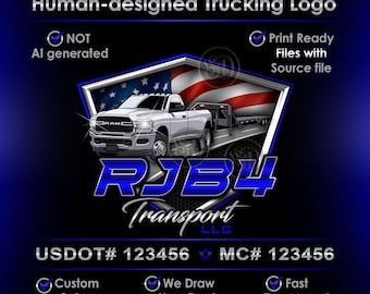 Patriotic Trucking Company Logo, American Flag, Custom Truck Design