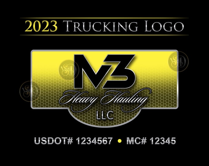 Trucking Business Logo with Honeycomb background with options for Truck Door Stickers or Magnets. Branding Logo for Logistics & Dispatching