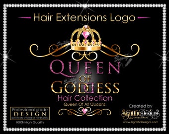 Hair Extensions Logo, Packaging Logo, Hair Bundle Logo, Glitter Hair Logo, Crown Logo, Hair Branding Logo, Virgin Hair Logo, Shimmer Logo