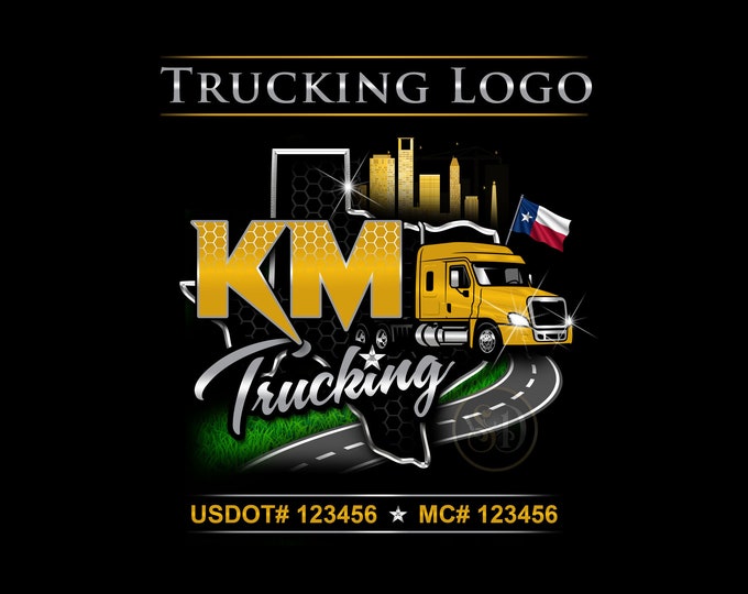 Texas trucking logo | Trucking company logo | Logistic logo | Truck logo with options for truck door magnets, door decals and business cards