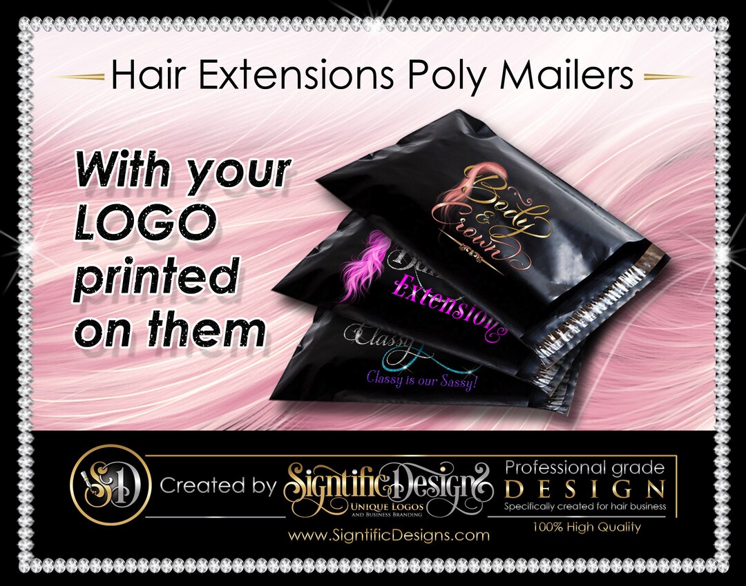 Hair Extensions Poly Mailers, Hair Bundle Mailers, Hair Bags, Custom
