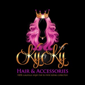 Hair Business Logo Personalized with Princess Theme Font, Crown, any Color Hair for Tags, Bundle Wraps and Social Media Posts, Perfect Gift image 5
