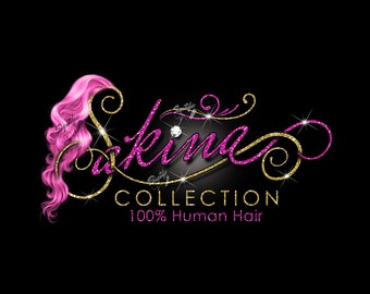 Freehand Hair Logo, Freestyle Logo, Hair extensions Logo, Bling Glitter Logo, Curly Hair Logo, Hair Curls Logo, Weaves Logo, Hair Branding