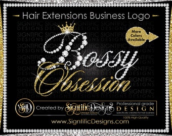 Hair Extensions Logo, Diamond Logo, Bling Logo, Hair Bundle Logo, Glitter Logo, Bling Crown Logo, Hair Brand, Logo Hair, Shimmer Logo Design