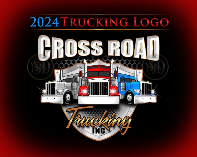 Customizable Digital Trucking Logo with Your Company Name in a Combination of Cursive & 3D Lettering | Unique Gift for Truck Business Owner