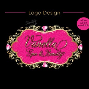 Logo Design, Diamond Logo, Business Logo, Beauty Salon Logo, Spa Logo, Vintage Frame Logo, Diamond Bling Logo, Hair Extension Logo, Branding image 1