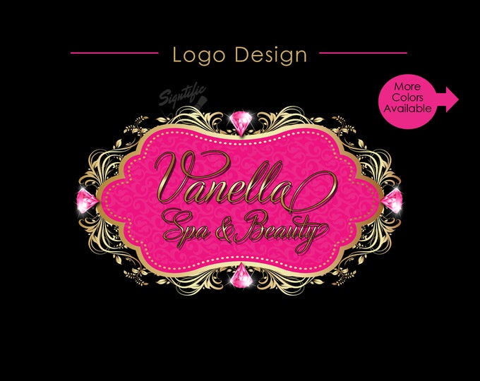 Logo Design, Diamond Logo, Business Logo, Beauty Salon Logo, Spa Logo, Vintage Frame Logo, Diamond Bling Logo, Hair Extension Logo, Branding