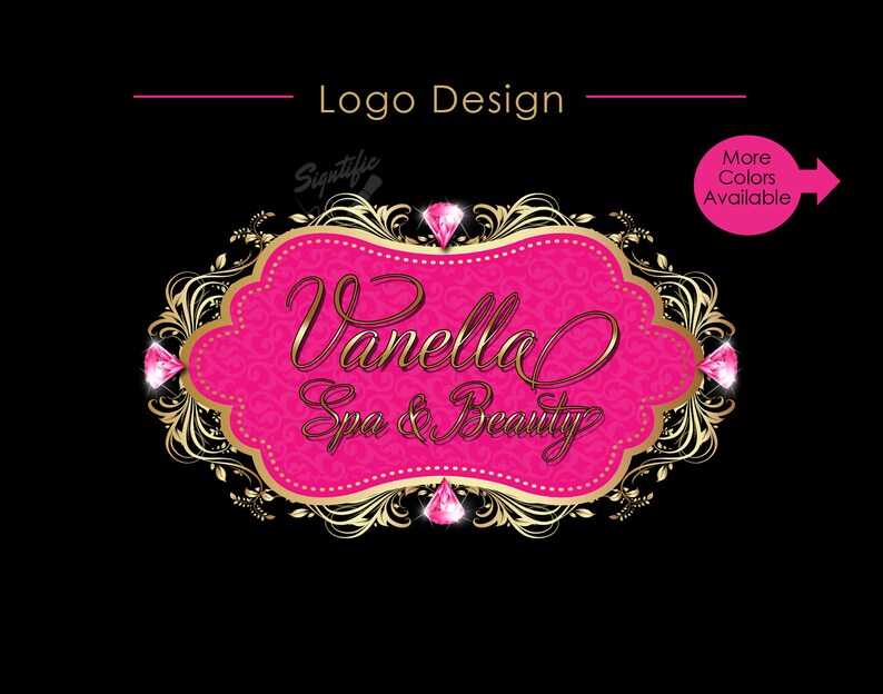 Logo Design, Diamond Logo, Business Logo, Beauty Salon Logo, Spa Logo, Vintage Frame Logo, Diamond Bling Logo, Hair Extension Logo, Branding image 1