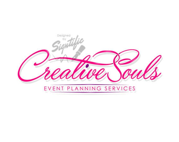 Small business logo, custom events planning logo design, pink logo, fuchsia logo, logo for advertisement, business logo for business card