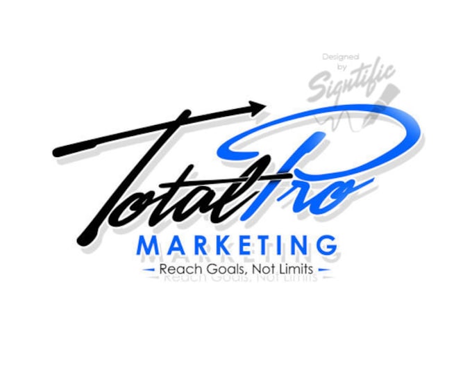Professional logo design, custom signature logo, black and blue logo, marketing logo, cursive lettering logo, elegant logo, modern logo