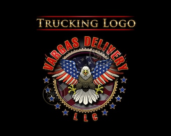 Logo-ontwerp vrachtwagen, patriottische adelaar, 3D-belettering